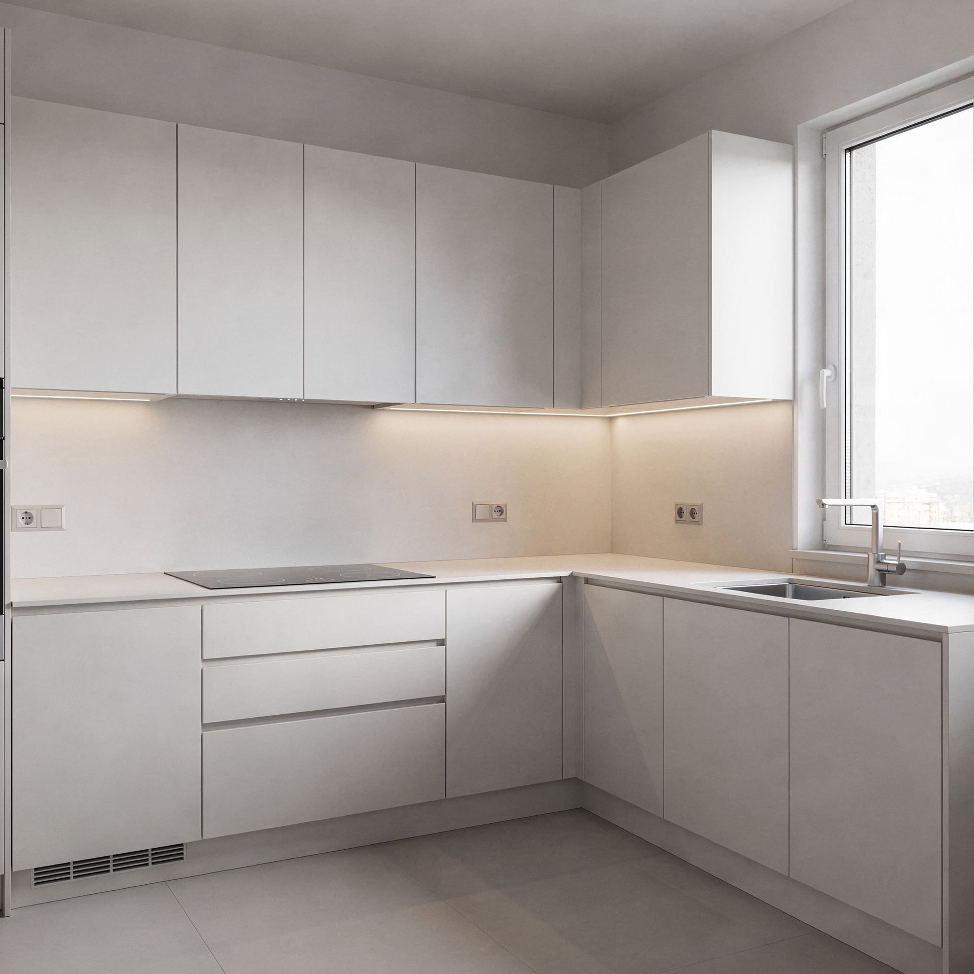 Cocina En L, estilo Moderna minimalista